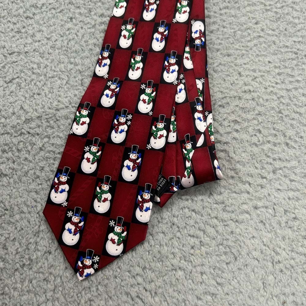 Snowman Holiday Yule Tie Greetings Neck Tie Men Business Church Hallmark Silk
